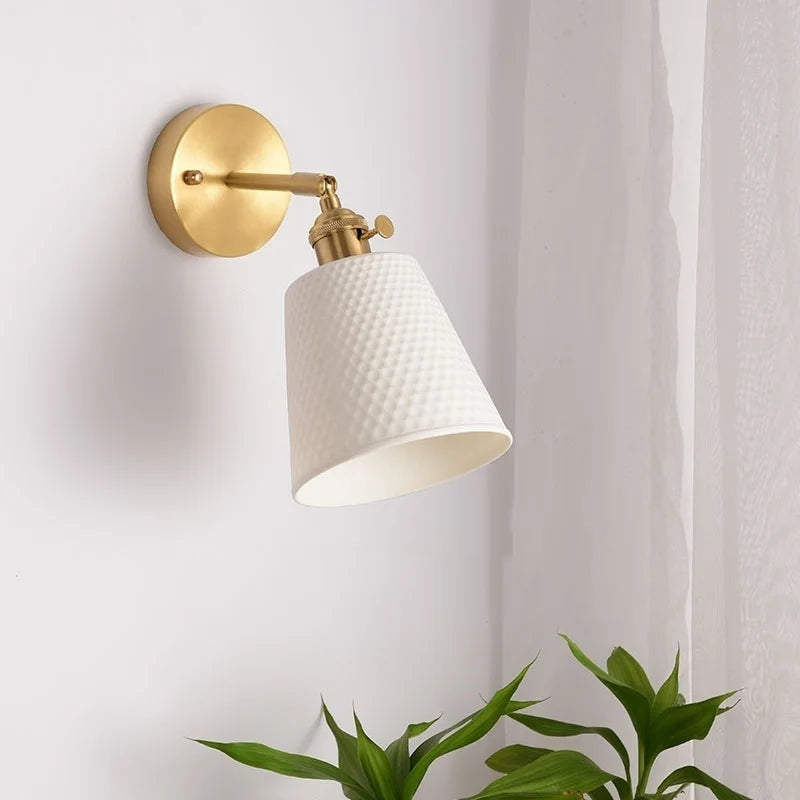 Axyaa White Ceramic LED Wall Sconce with Pull Chain Switch