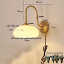 Axyaa Glass LED Wall Sconce, Pull Chain Switch Nordic Copper Light Fixture
