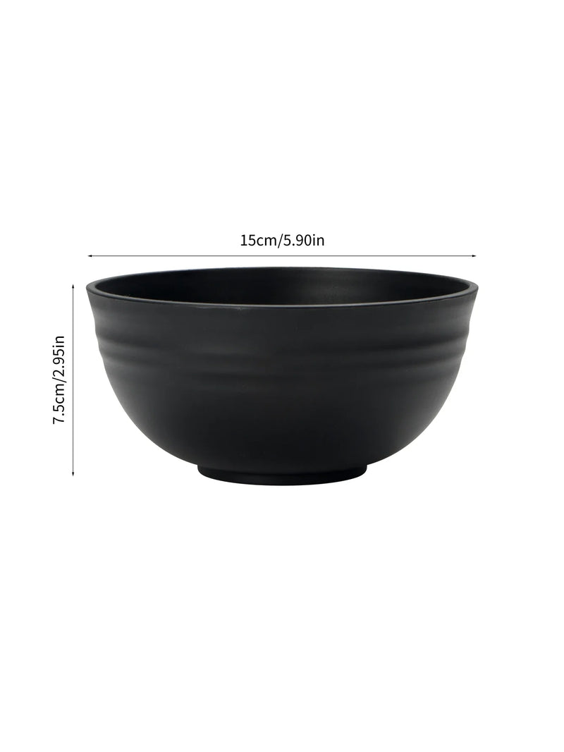 Axyaa Black Grain Bowl Set - Reusable Plastic Dinner Bowls for Food, Dessert, and Camping