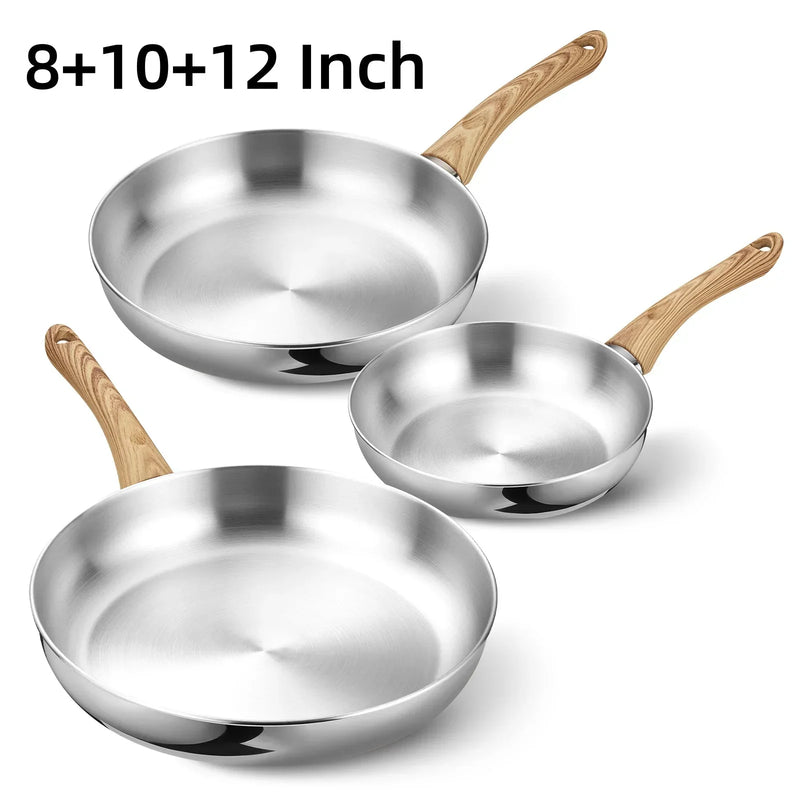 Axyaa Stainless Steel Frying Pan with Bakelite Handle and Lid