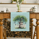 Axyaa Watercolor Birds Tree Guitar Table Runner Kitchen Dining Decor
