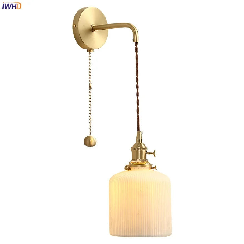 Axyaa Nordic LED Wall Light - Adjustable Copper Ceramic Fixture for Bedroom Living Room