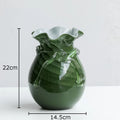Axyaa Green Wave Glass Vase Desk Decoration Floral Room Decor Aesthetic Flower Pot