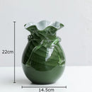 Axyaa Green Wave Glass Vase Desk Decoration Floral Room Decor Aesthetic Flower Pot