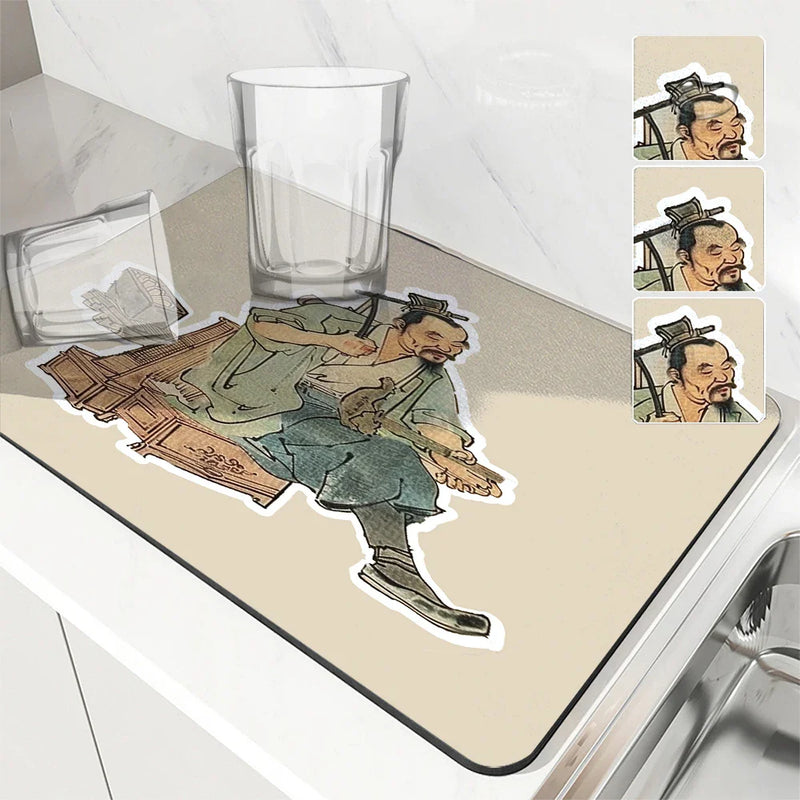 Axyaa Absorbent Anti-slip Dish Drying Mat for Kitchen & Bathroom
