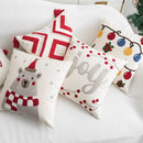 Embroidered Axyaa Joy Bear Christmas Cushion Cover Pillow Case Red Festive Decor