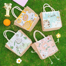 Axyaa Kawaii Cotton Lunch Bag for Men or Women: Portable, Thickened, Student-Friendly