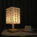 Axyaa Square Chinese Style Table Lamp with Dimmable USB Plug & Fabric Lampshade