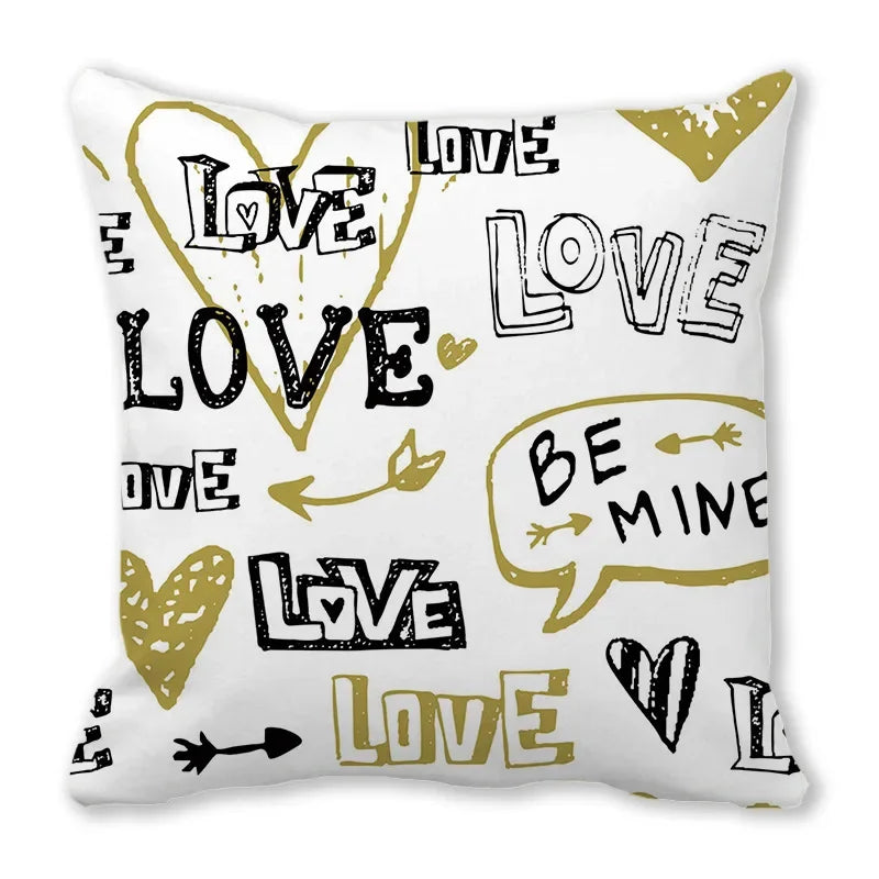 Heart Print Pillowcase for Home Decor by Axyaa - Love Cushion Cover
