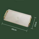 Axyaa Plastic Tray with Golden Handle: Transparent Nordic Storage Pallet for Home Kitchen
