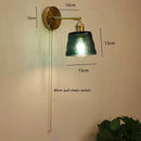 Axyaa Green Glass Copper LED Wall Lamp Sconce Pull Chain Modern Nordic Wandlamp