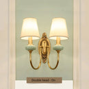Axyaa Ceramic Copper Wall Lamp Single Head Fabric Bedroom Bedside Light