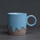 Axyaa Coarse Pottery Glazed Coffee Cup and Saucer Set, 200ML