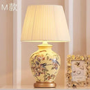 Axyaa Nordic Floral Bird Ceramic Table Lamp, Vintage Bedroom Bedside Light