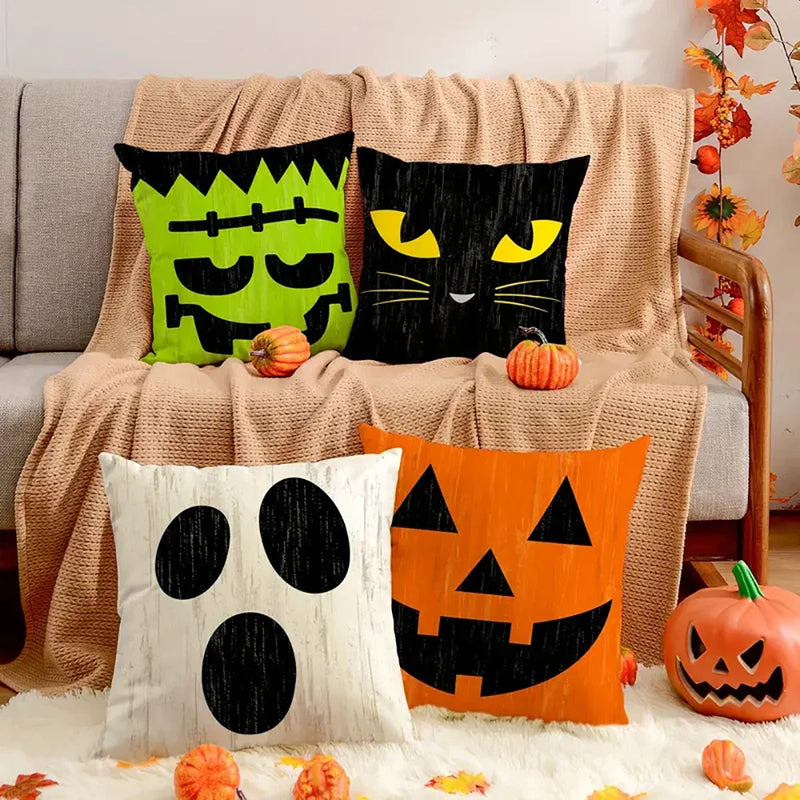 Halloween Expressions Pillow Cover for Party Decoration by Axyaa