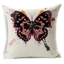 Axyaa Linen Butterfly Cushion Cover 45x45cm - Decorative Pillow Case for Sofa & Bed