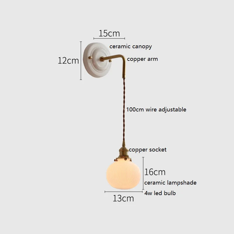 Axyaa White Glass LED Wall Lights with Copper Arm Socket, Up Down Lighting