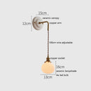 Axyaa White Glass LED Wall Lights Up Down Copper Arm Bedroom Living Room lamp