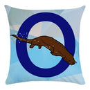 Axyaa Blue Letter Animal Print Pillowcase - Super Soft Peach Skin - Fashion Cushion Cover