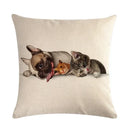 Axyaa Cute Pet Dog Pattern Linen Pillowcase for Home and Office Decor 45*45cm
