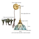Axyaa Tiffany Glass LED Wall Lamp Pull Chain Switch Vintage Copper Wall Lights