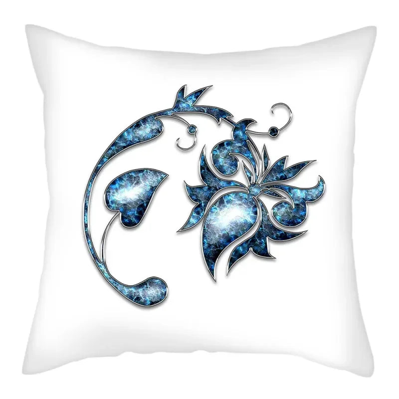 Axyaa Blue Flower Pattern Pillow Case
