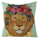 Axyaa Kawaii Flower Linen Pillow Case 45x45 cm Cute Animal Cushion Cover
