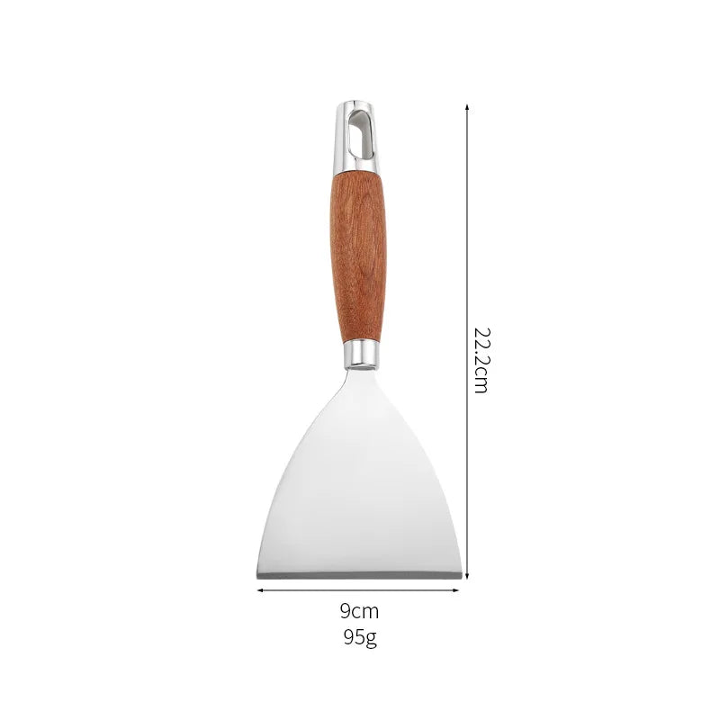 Axyaa Stainless Steel Wooden Handle Spatula Turner Scraper BBQ Utensil