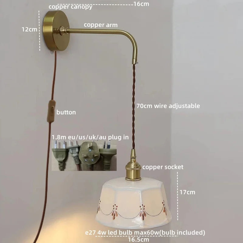 Axyaa Ceramic Hand-painted LED Wall Light Fixture for Modern Spaces
