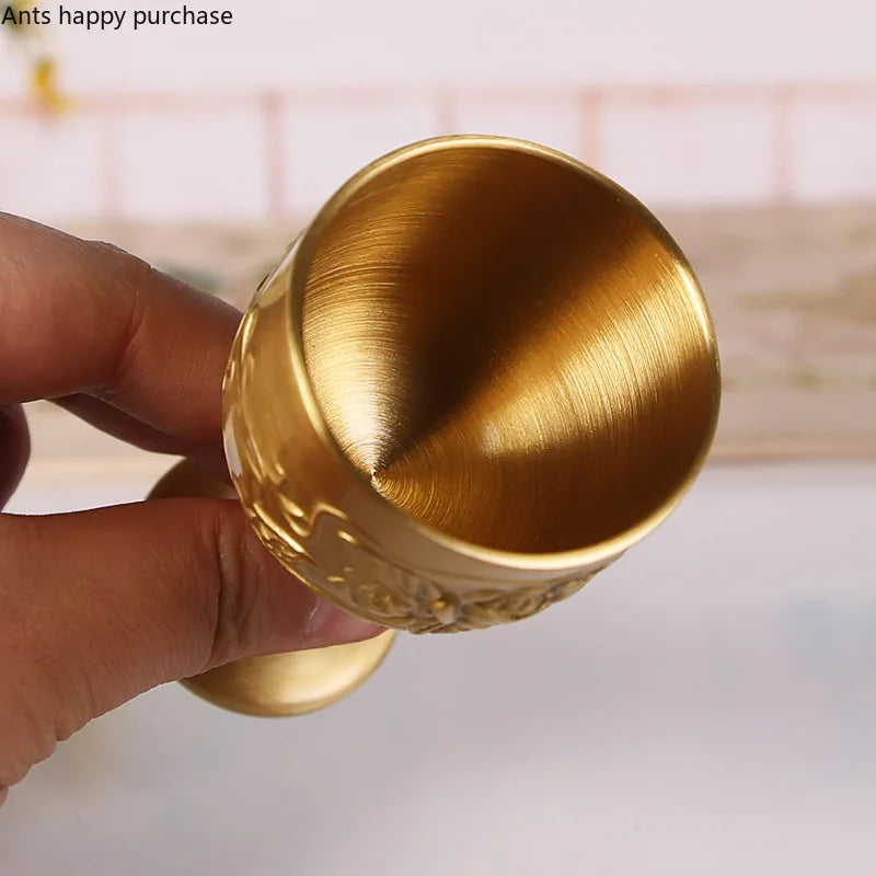 Axya Golden Goblet Set - Brass Wine Cups & Spirit Glass Collection