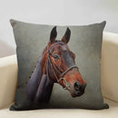 Axyaa Horse Pattern Cushion Cover 45x45cm Linen for Home Living Room Art Decoration