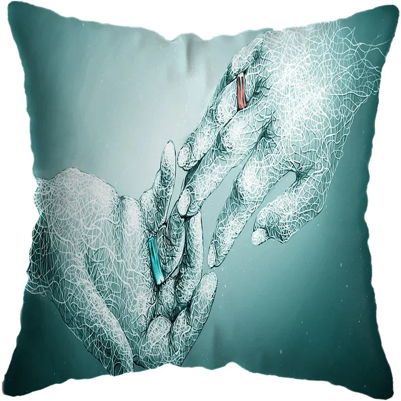 Axyaa Abstract Hands Art Decor Pillow Cover 45x45cm