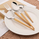Axyaa Stainless Steel Wooden Handle Cutlery Set for Festive Dining