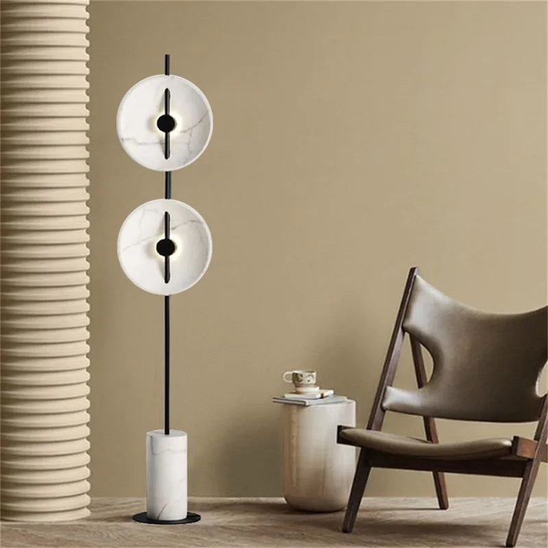 Axyaa White Marble LED Floor Lamp for Modern Indoor Decor
