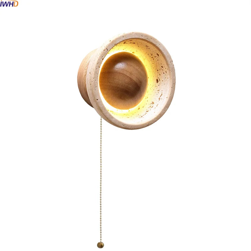 Axyaa LED Wood Wall Lamp Japan Style Switch Yellow Travertine Stair Light