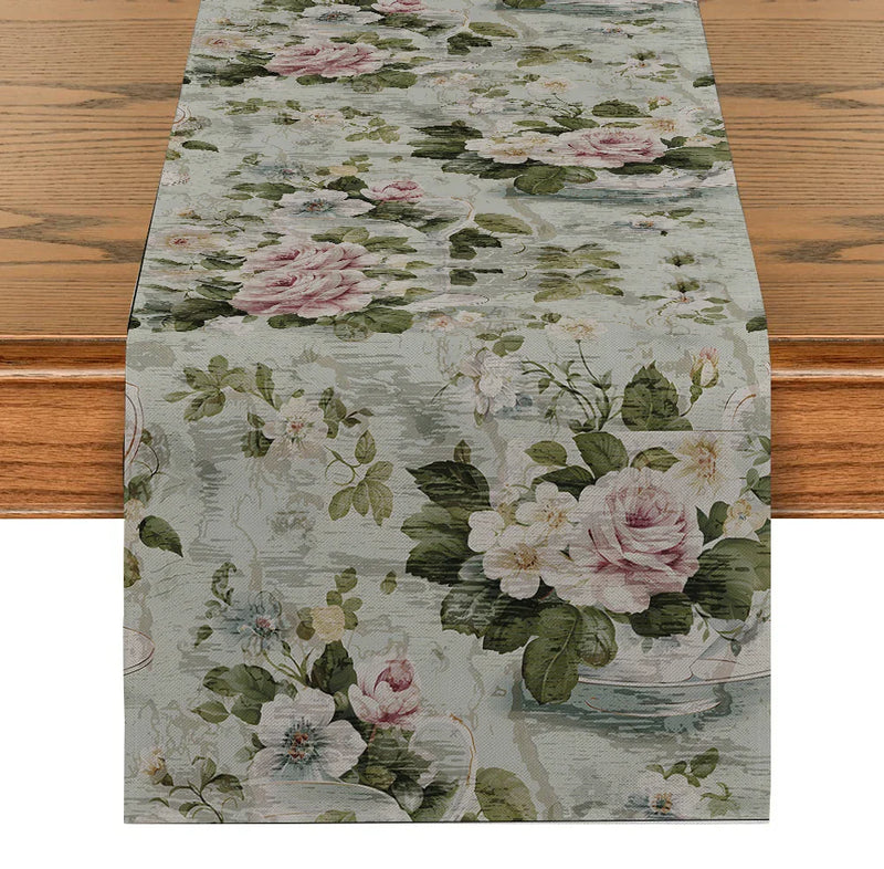 Rose Table Runner by Axyaa - Elegant European Style for Dining, Wedding, Party Decor