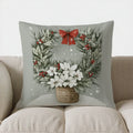 Axyaa Christmas Wreath & Bow Decor Pillow Cover for Sofa, Bedroom, Car