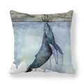 Axyaa Ocean Blue Whale Throw Pillow Cover, 45x45CM, Sea Fish Decor Pillows