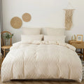 Tufted Wave Duvet Set: Boho Geometric Green Quilt Cover & Pillowcase, All-Seasons, US King Size