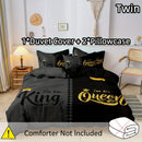 Axyaa Crown Print Duvet Cover Set - Queen or King Size - Breathable & Machine Washable