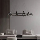 Axyaa Round Ring Chandelier Kitchen Pendant Spotlight - Black Suspension Ceiling Hanging Lamp