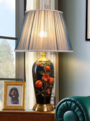 Axyaa Ceramic Enamel Copper Bedside Lamp - Luxurious New Chinese European Design
