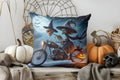 Axyaa Halloween Skeleton Witch Motorcycle Pattern Cushion Cover for Sofa Bedroom Car