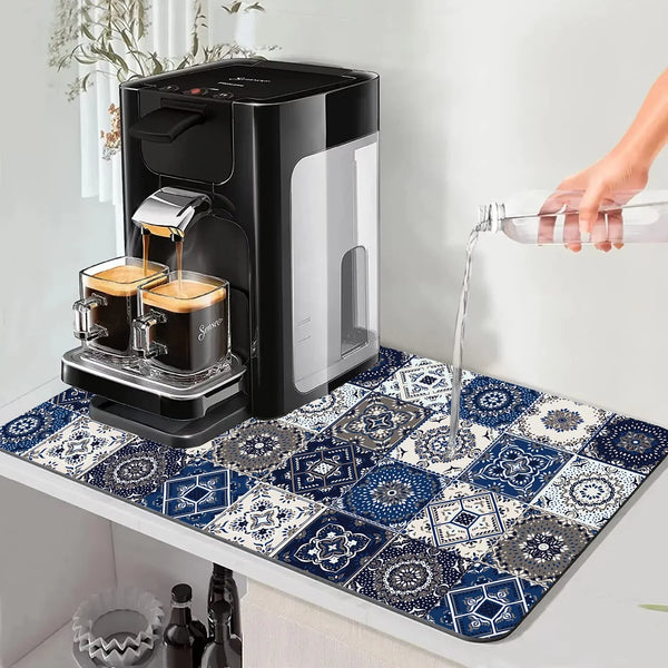 Axyaa 3D Visual Effect Drain Mat - Absorbent, Non-Slip, Anti-Mildew Kitchen Tableware Mat