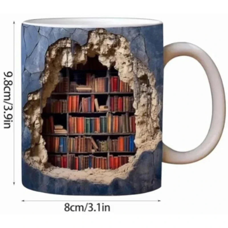 Axyaa Ceramic Library Book Mug Shelf Creative Space Design Coffee Cup Gift