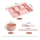 Axyaa Wheat Straw Dining Tray Split Plate - Large Capacity Five-grid