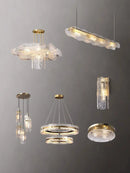 Axyaa Water Ripple Glass Chandelier: Modern Luxury Living Room Ceiling Lamp