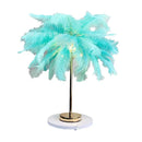 Axyaa Nordic Feather Tree Lamp Table - Pink White Ostrich Feather Bedside Wedding Light
