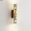 Axyaa Nordic LED Wall Lamp Sconce Wood Canopy Column Terrazzo Mirror Light