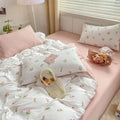 Axyaa Romantic Pink Tulip Bedding Set – Twin Full Queen Princess Style